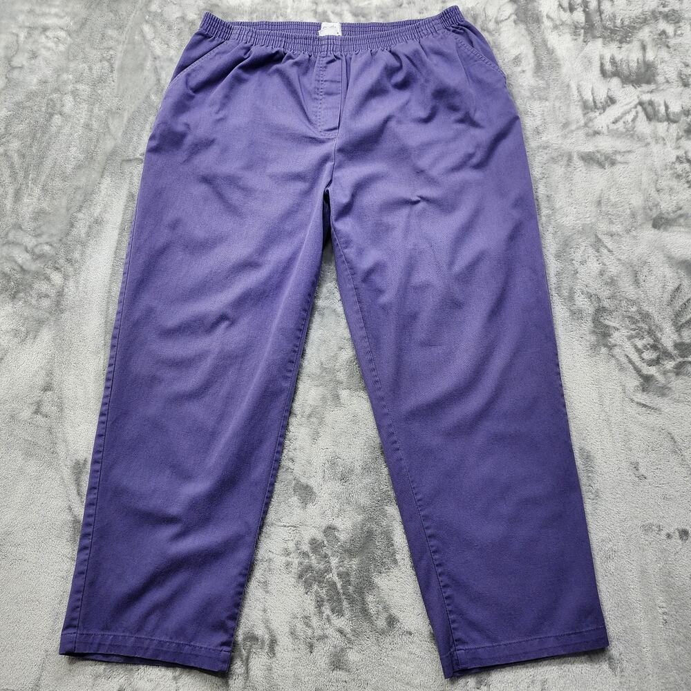 Vintage Only Necessities‎ Pants Womens 22W Purple Pull On High Rise Tapered Leg